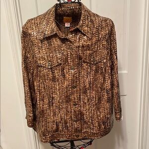🚗🚗🚗BOGOHO🚗🚗🚗Ruby Rd. Textured Brown Button-Up Jacket—18W